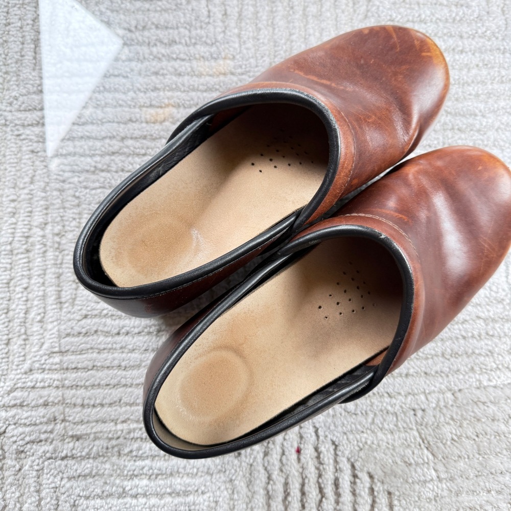 Ana-Tech Leather Clogs Womens 11 US Brown Slip On Work Shoes Mules 42 Distressed - Picture 5 of 13